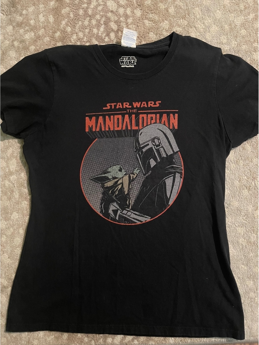 Star Wars The Mandalorian Grogu & Mando Black Graphic Tee Shirt Adult S